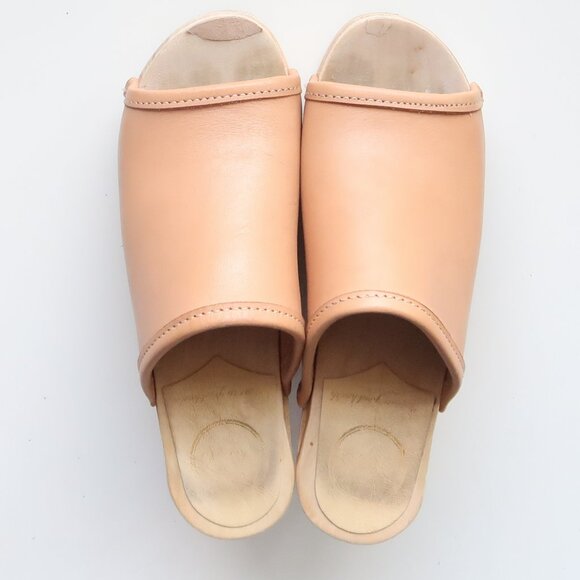 No.6 Store Camel Leather Open Toe Clogs Swedish Minimalist Sandals Clogs Mules 5 - Picture 3 of 16